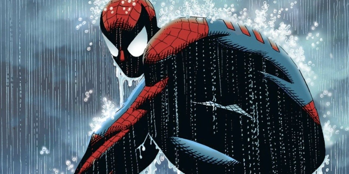 spider-man sad in the rain