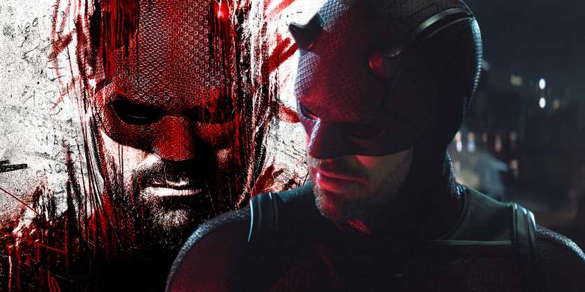 Split image of Daredevil in Born Again and Daredevil Born Again poster