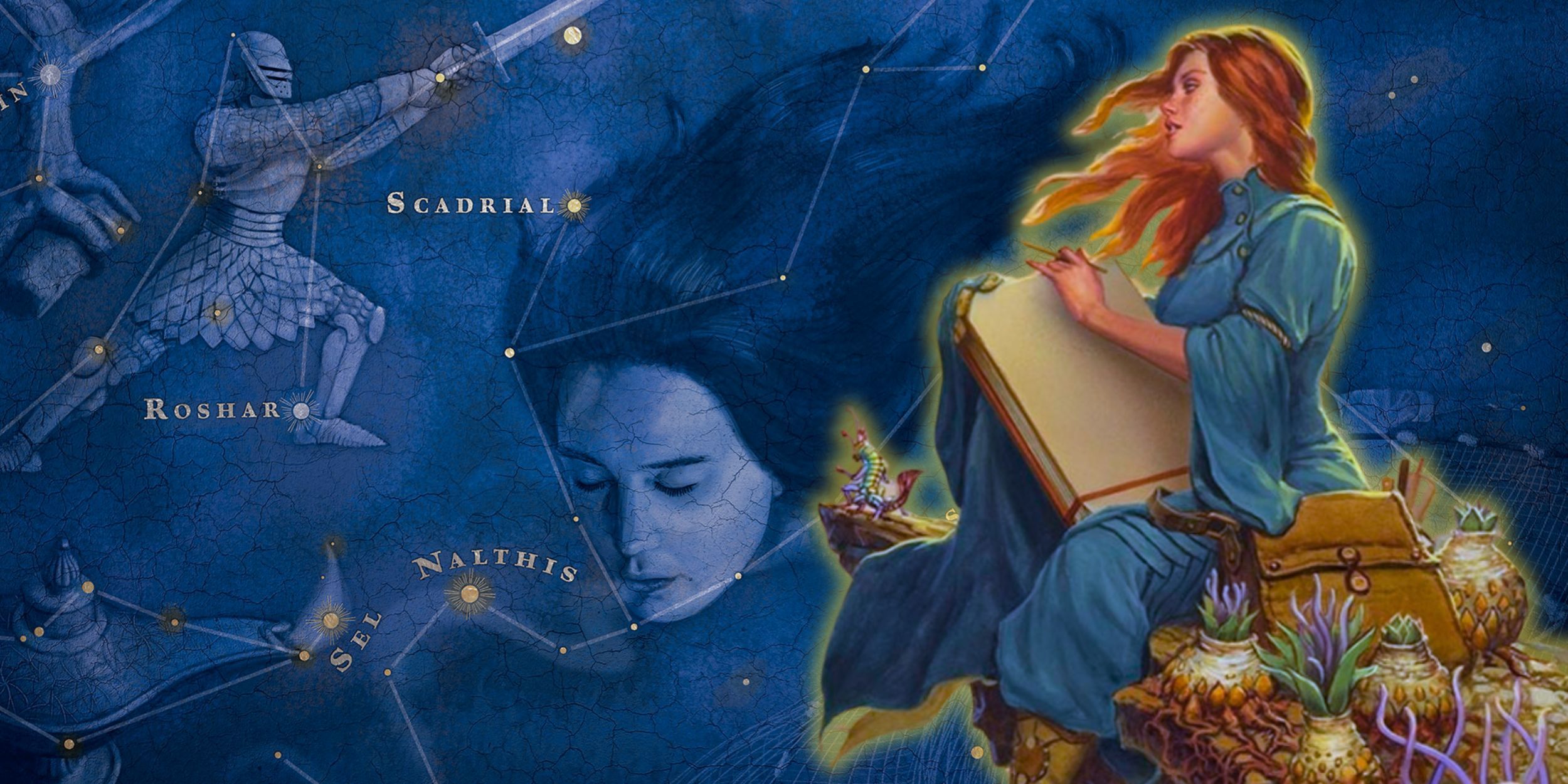 Shallan Davar y un mapa del reino físico de Cosmere