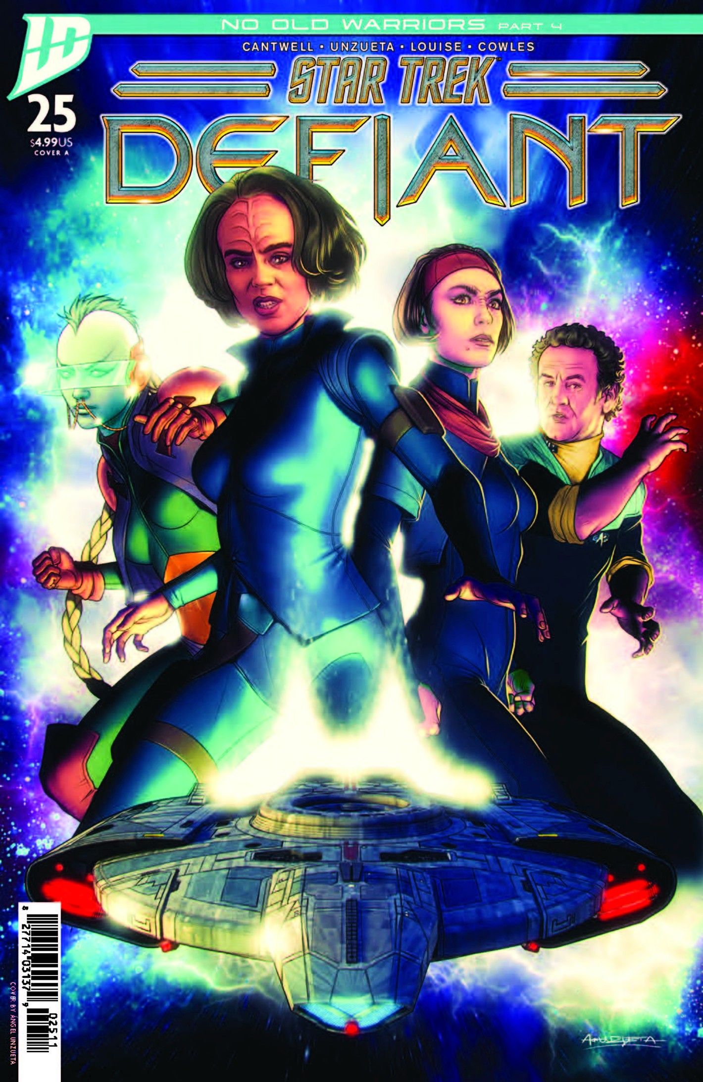 Star Trek Defiant #25 cover, B&rsquo;Elanna Torres and her crew against a cosmic backdrop