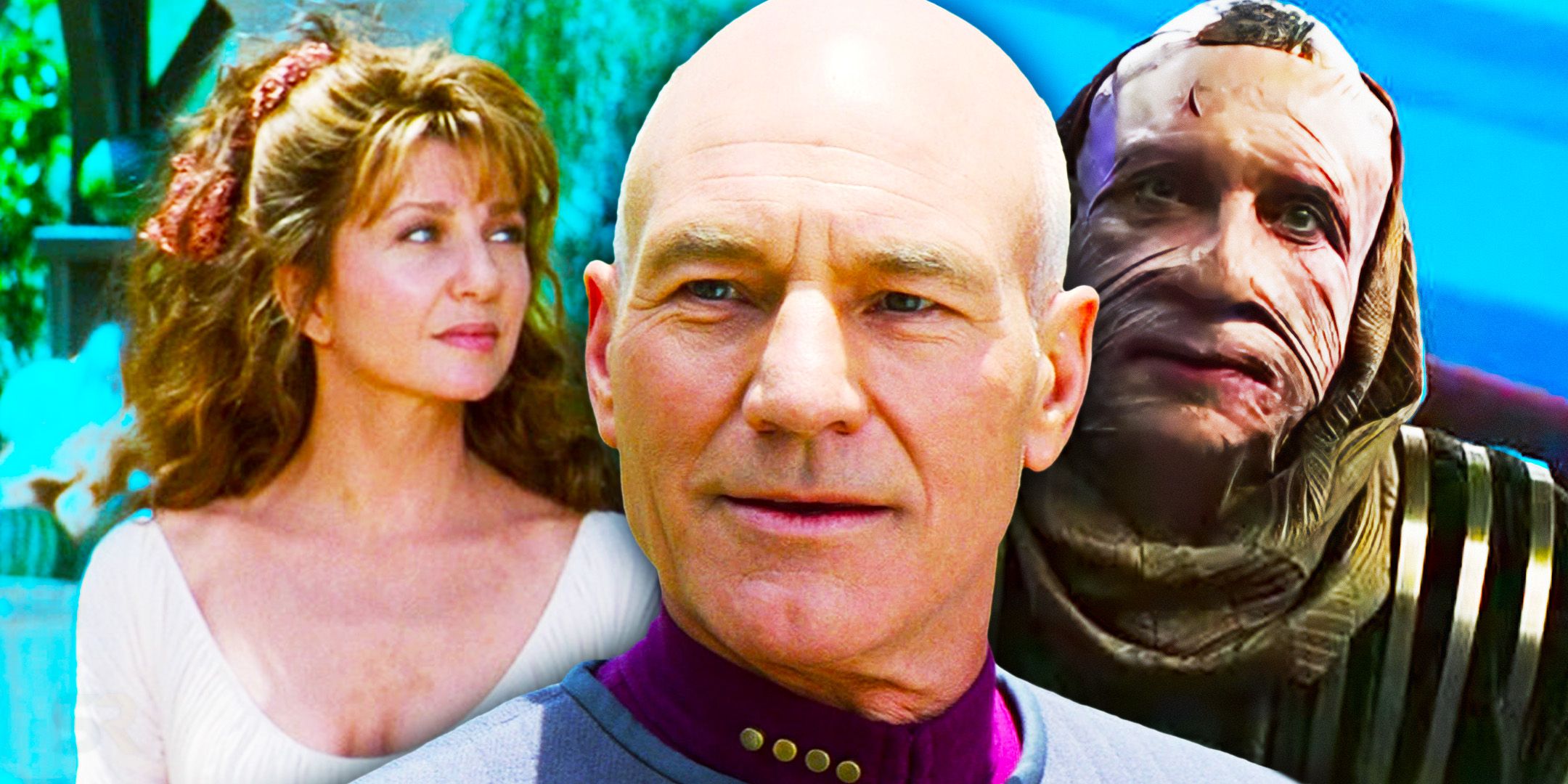 Captain Picard, Anij, and Ru'afo in Star Trek Insurrection