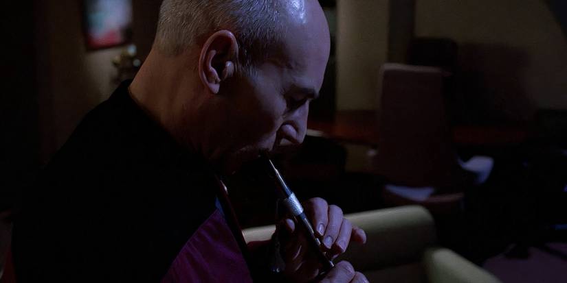 Picard plays a flute in Star Trek TNG The Inner Light