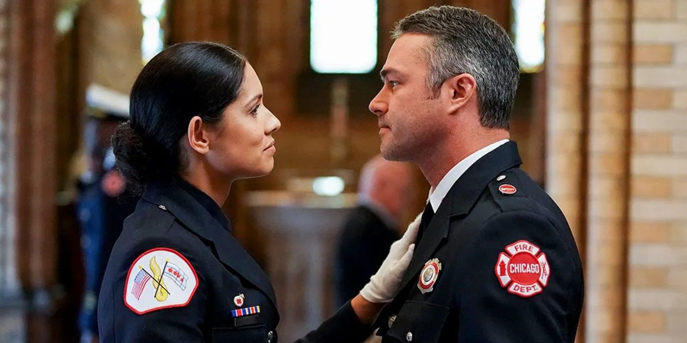 Stella and Severide in uniform Chicago Fire