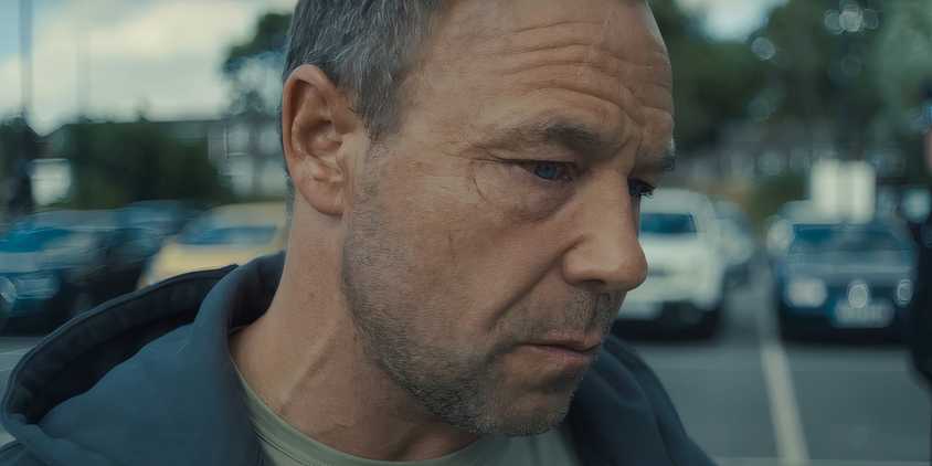 Stephen Graham as Eddie Miller looking grim in Adolescence