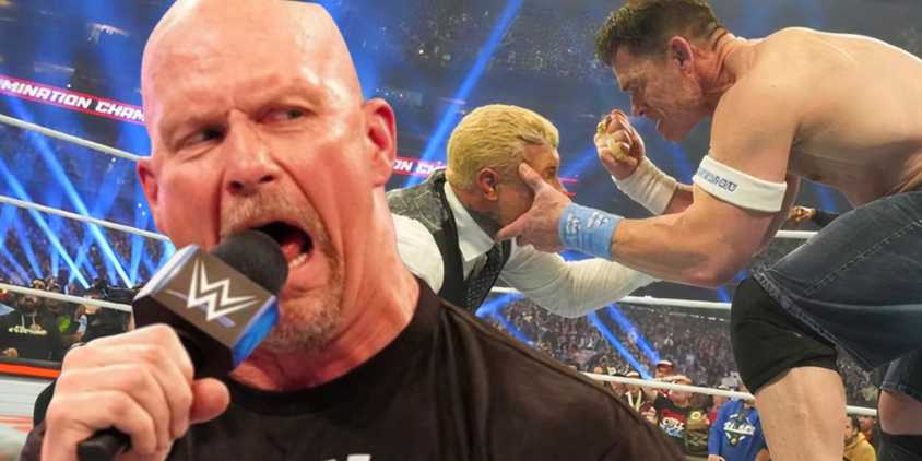 Stone Cold Steve Austin with John Cena and Cody Rhodes