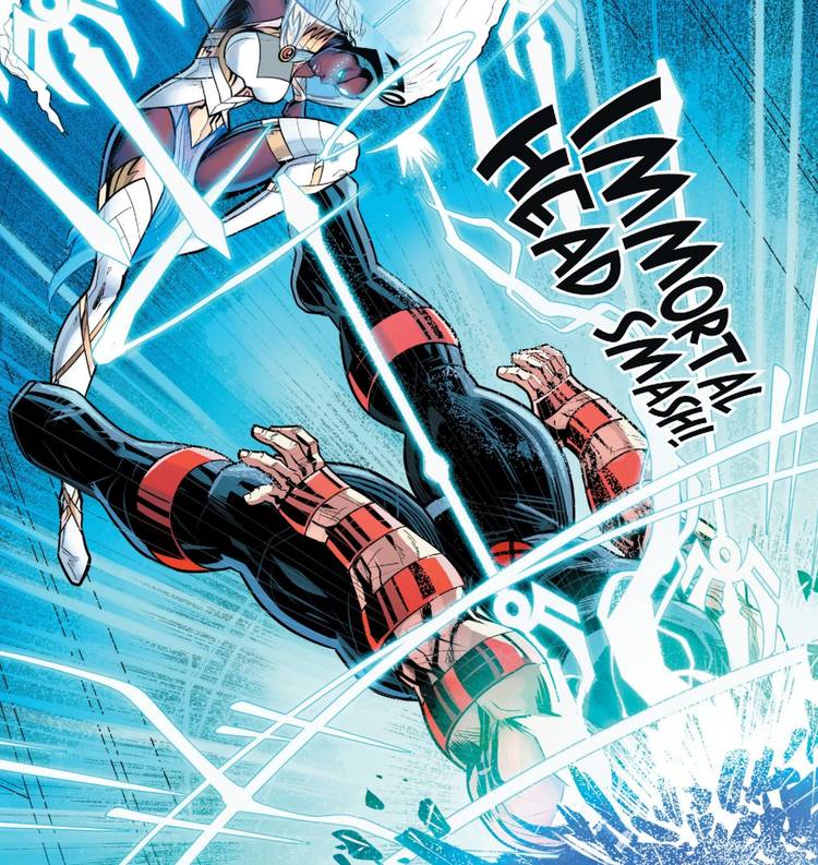 Storm #6 The Eternal Storm knocks Juggernaut out with an immortal head smash attack