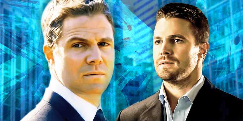 Custom imagery of Stephen Amell as Oliver Queen and Ted Black