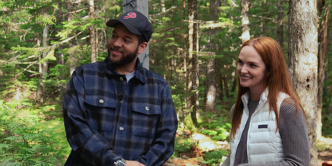 Rob and Maggie smile at someone offscreen in Sullivan&rsquo;s Crossing