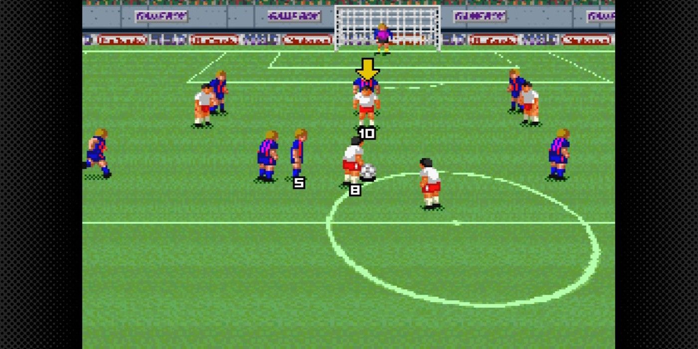 SNES Super Soccer title gameplay, as seen at Nintendo Switch online.