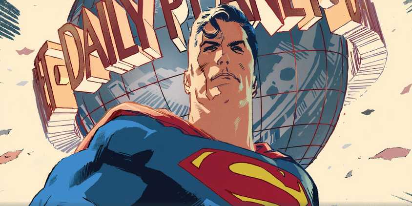 Superman with the Daily Planet Behind Him DC