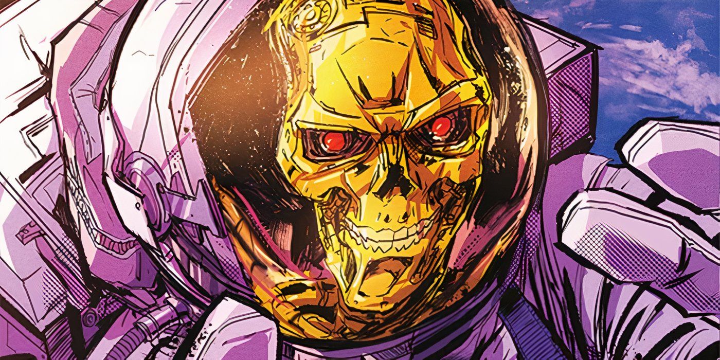 An astronaut with the reflection of a T-800 Terminator in his helmet visor,