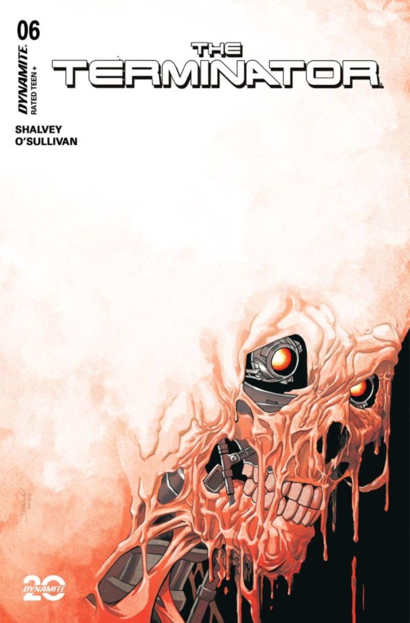 The Terminator #6 cover showing a T-600 Terminator with its rubber skin face melting off.