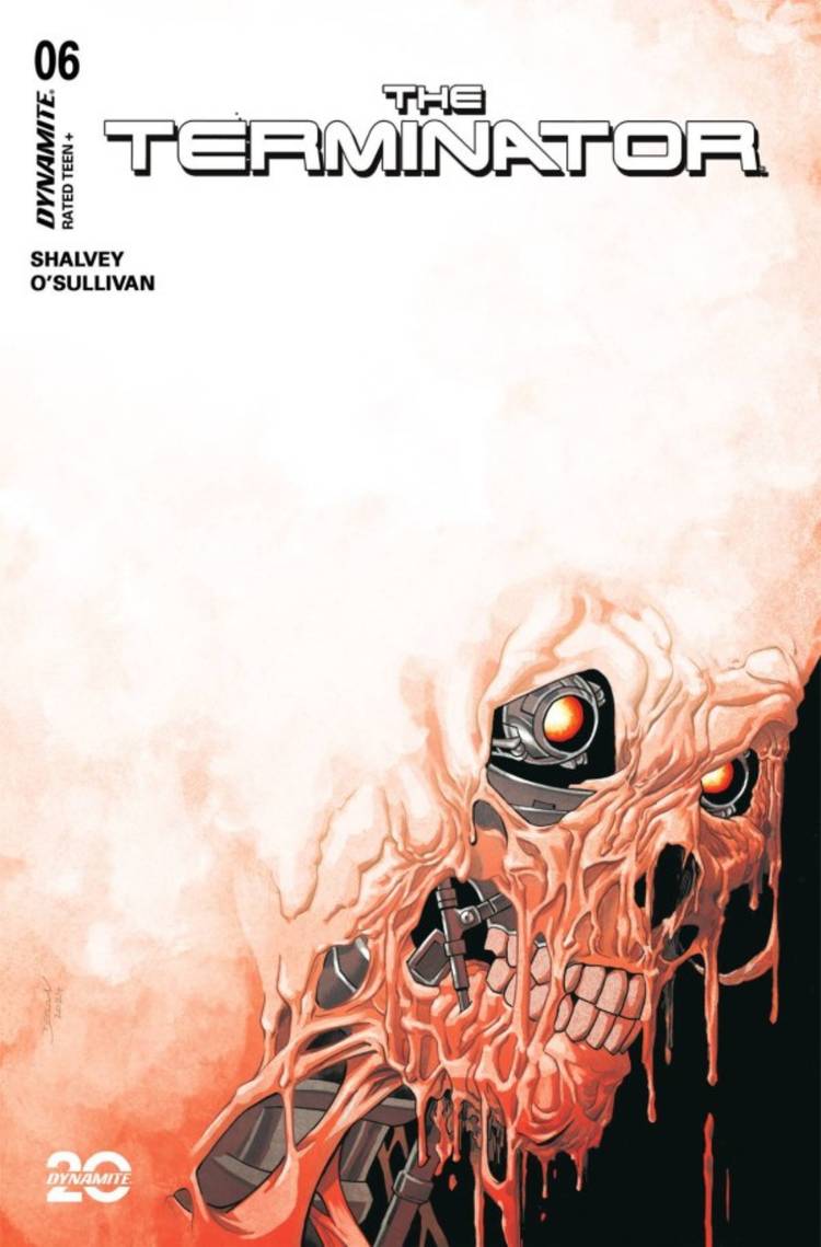 The Terminator #6 cover showing a T-600 Terminator with its rubber skin face melting off.