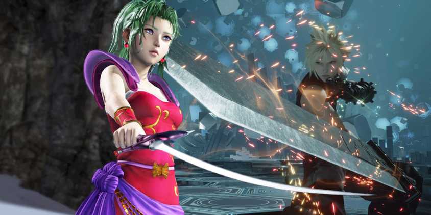 Terra from Dissidia Final Fantasy next to Cloud from FF7 Rebirth