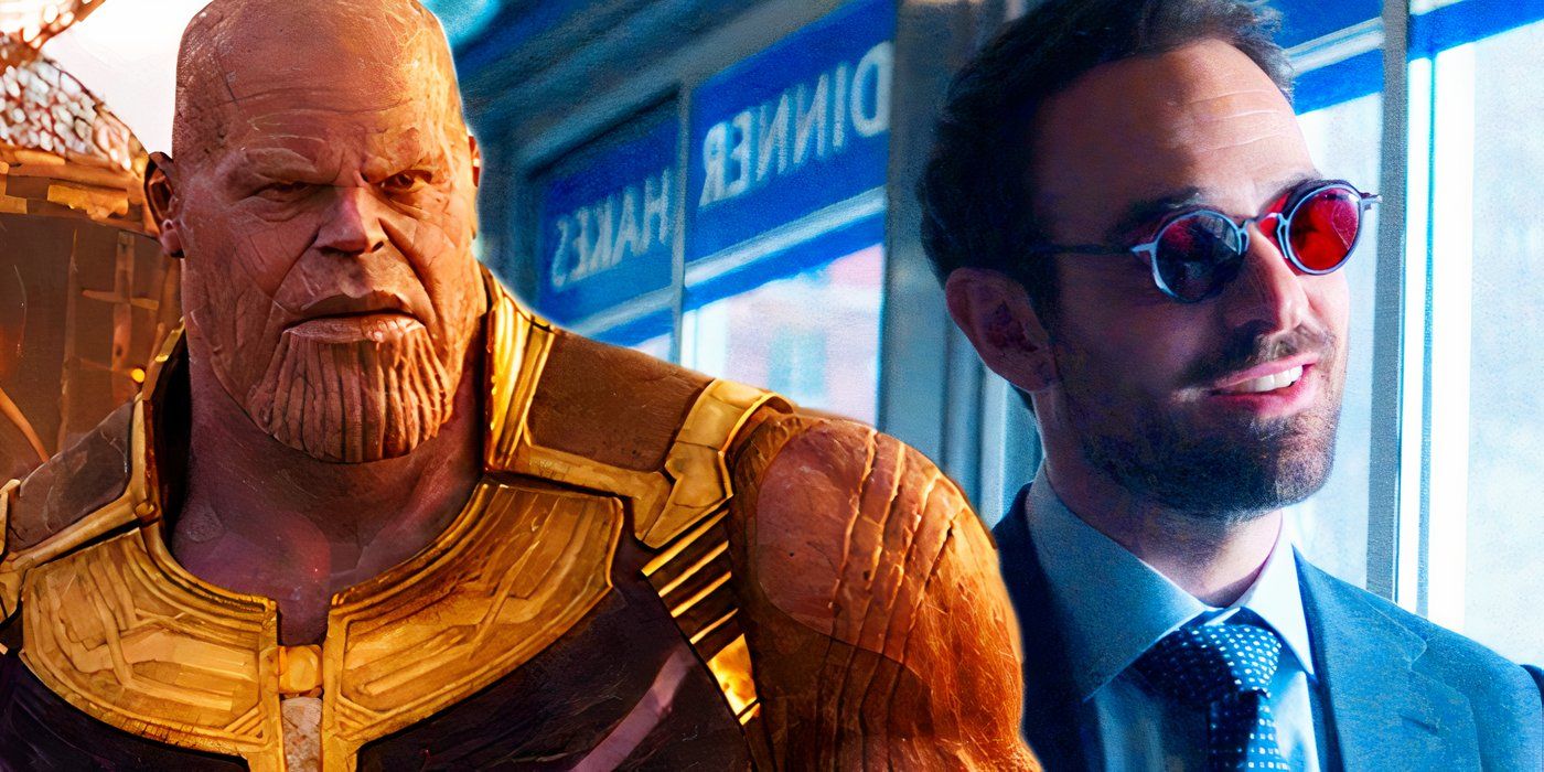 Thanos on Titan in Avengers: Infinity War dan Matt Murdock berbicara kepada Wilson Fisk di sebuah restoran di Daredevil: Born Again