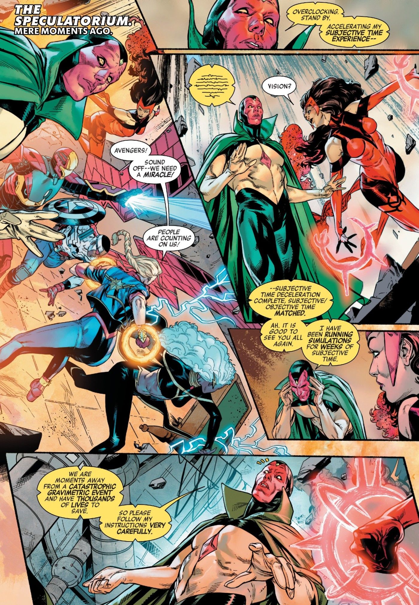 La visión de Avengers #24 ejecuta similaciones durante semanas de tiempo subjetivo en un solo segundo