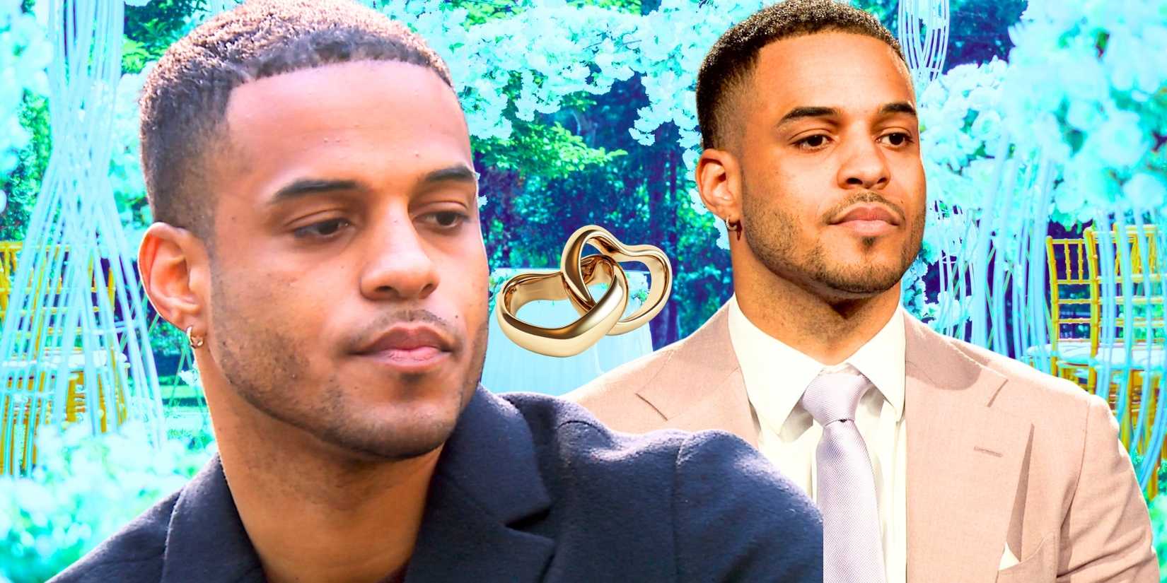 The Bachelor Season 29's Grant Ellis looks somber.in montage with wedding rings