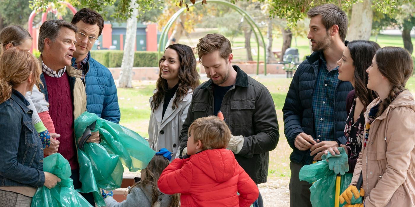 The Baxter family preparing to do a park cleanup in The Baxters.