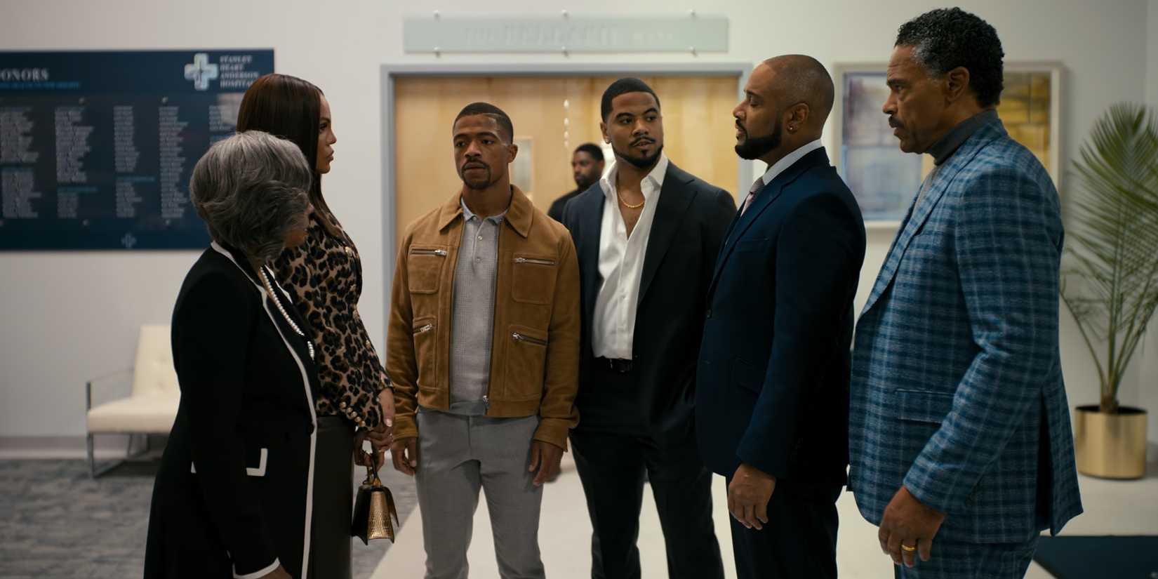 The Bellaries in a hospital lobby in Beauty in Black