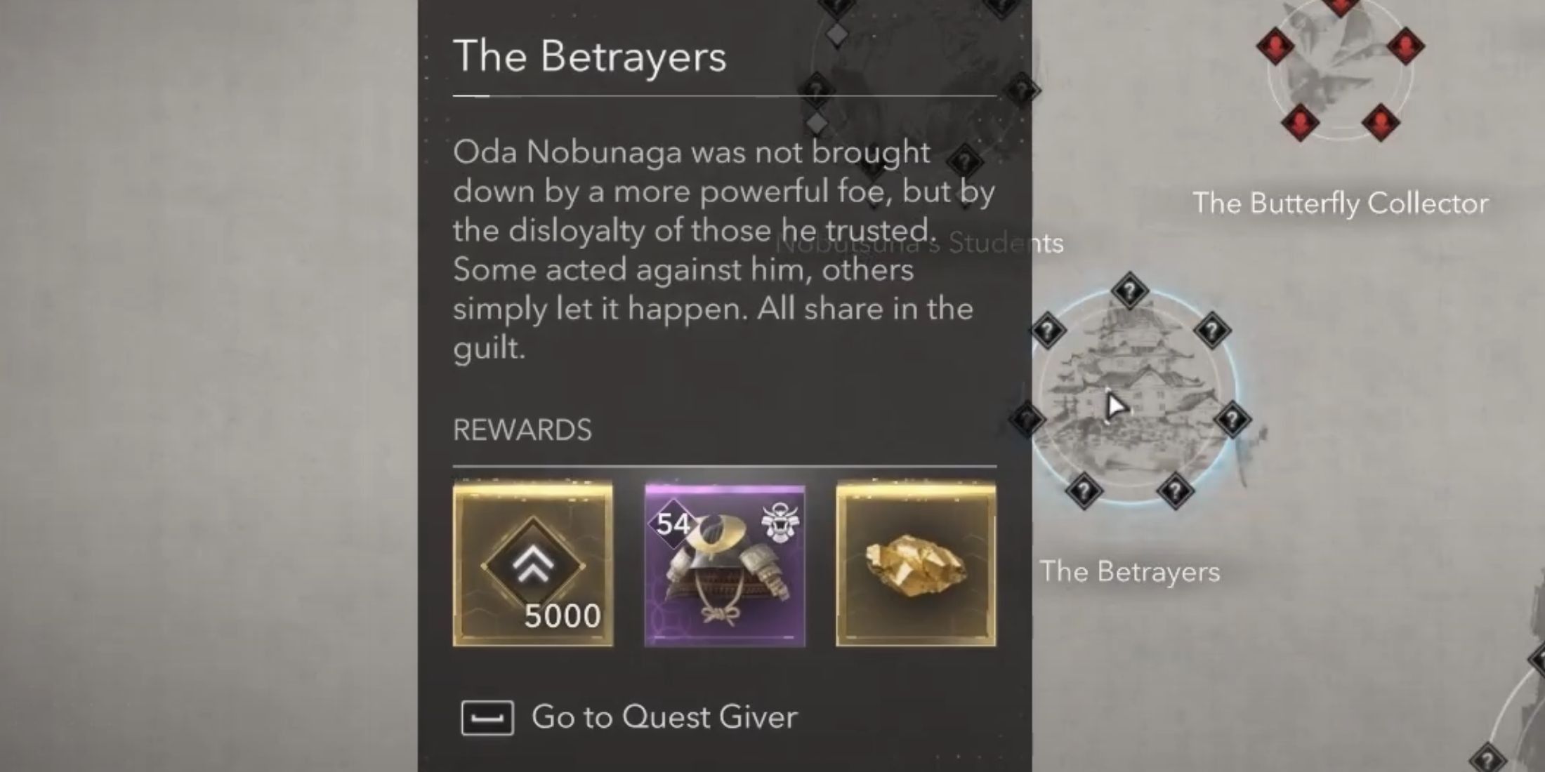 The Betrayers Quest rewards in AC Shadows.