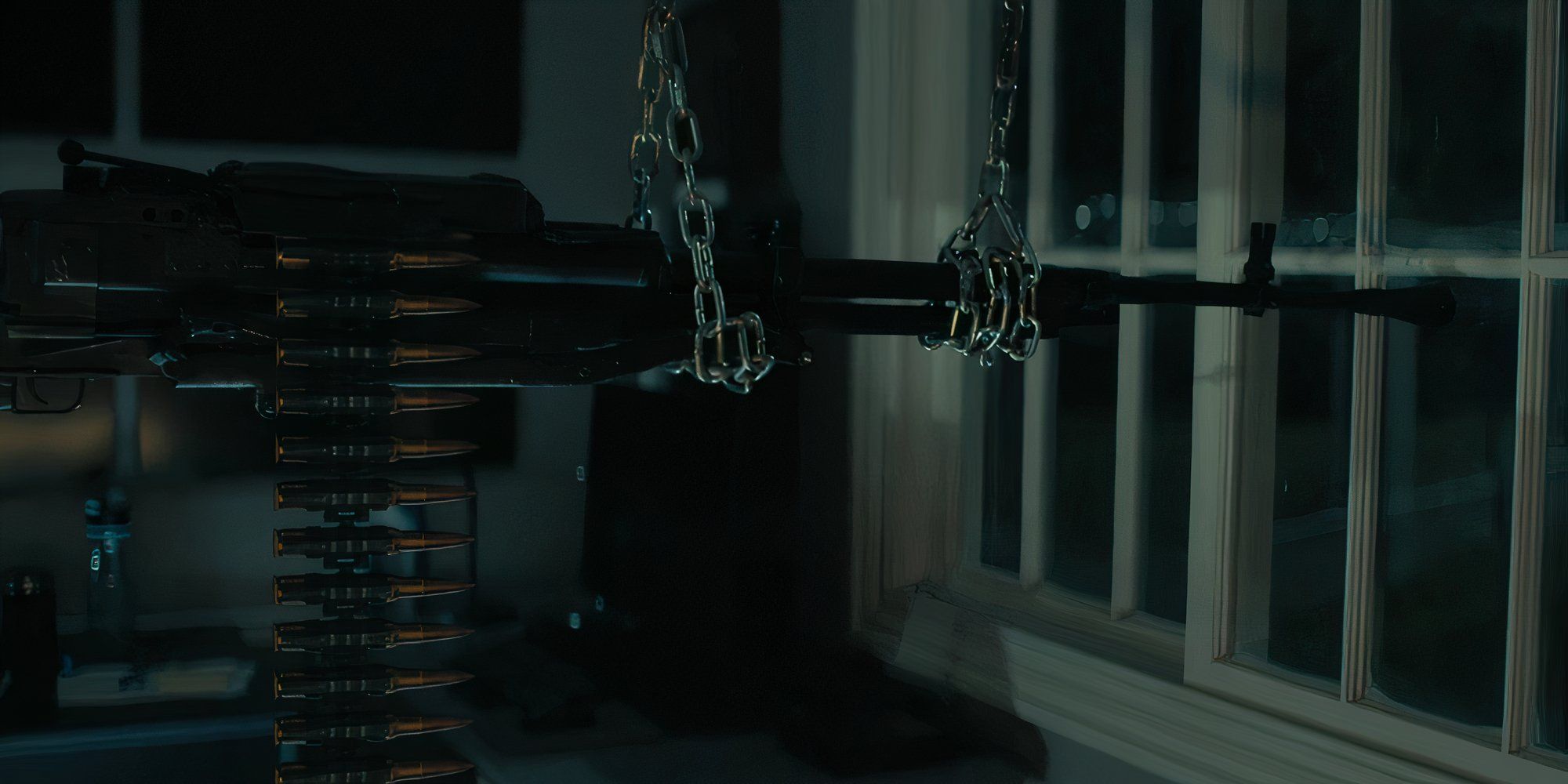 The gun in the gate room at Zachary Beck&rsquo;s house in Reacher season 2