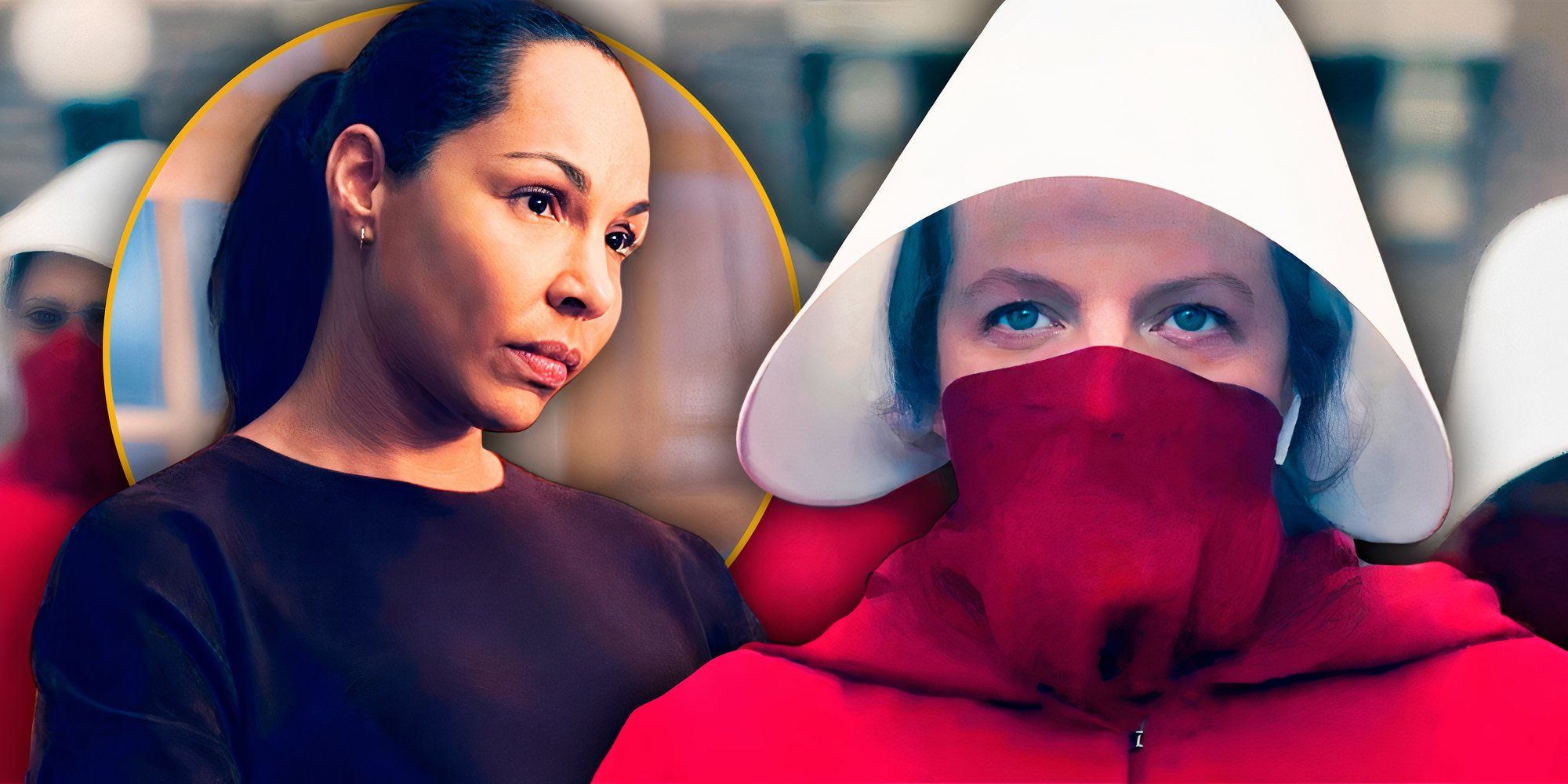 A side by side image of Rita and June in The Handmaid's Tale