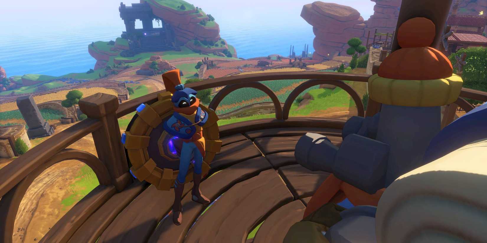 The Knightling looking up at a questgiver on a tower in The Knightling.