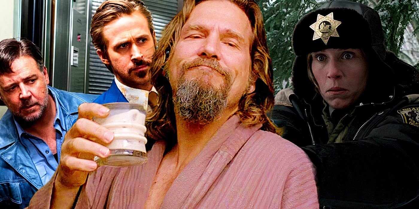 Collage of The Nice Guys, The Big Lebowski and Fargo