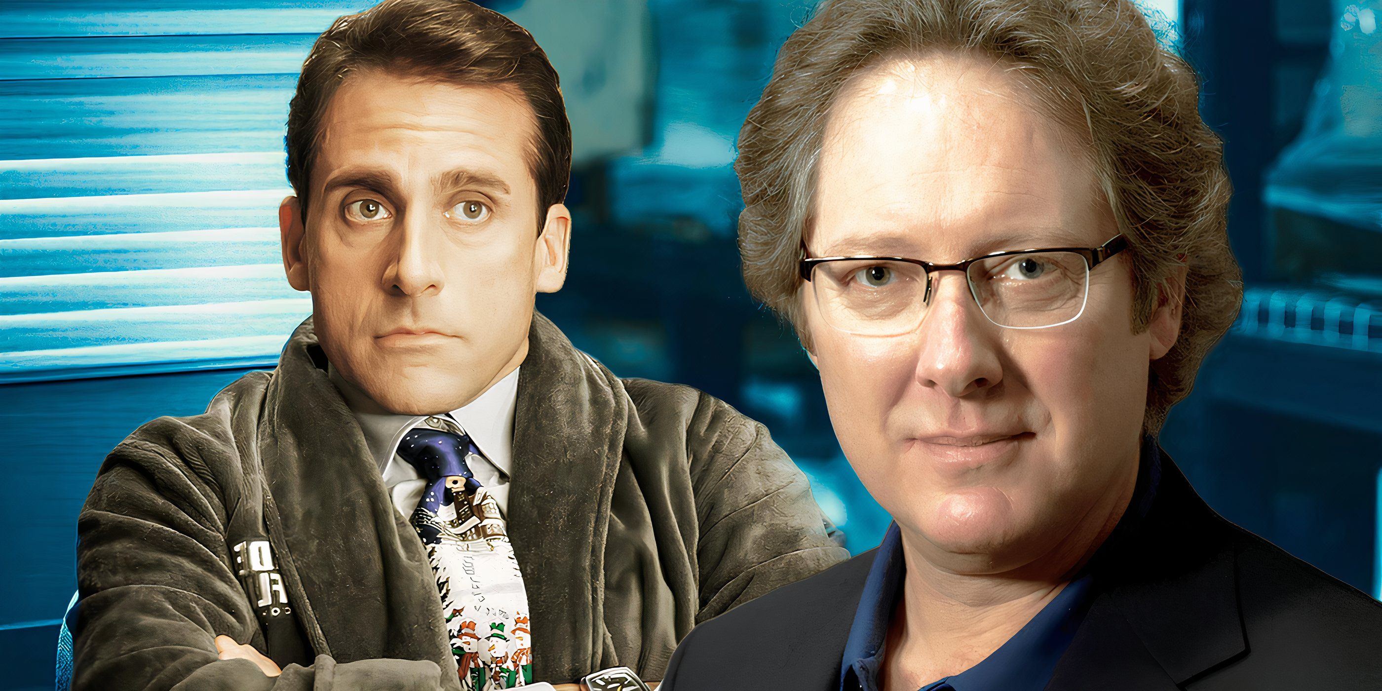 Steve Carell as Michael Scott and James Spader as Robert California in The Office