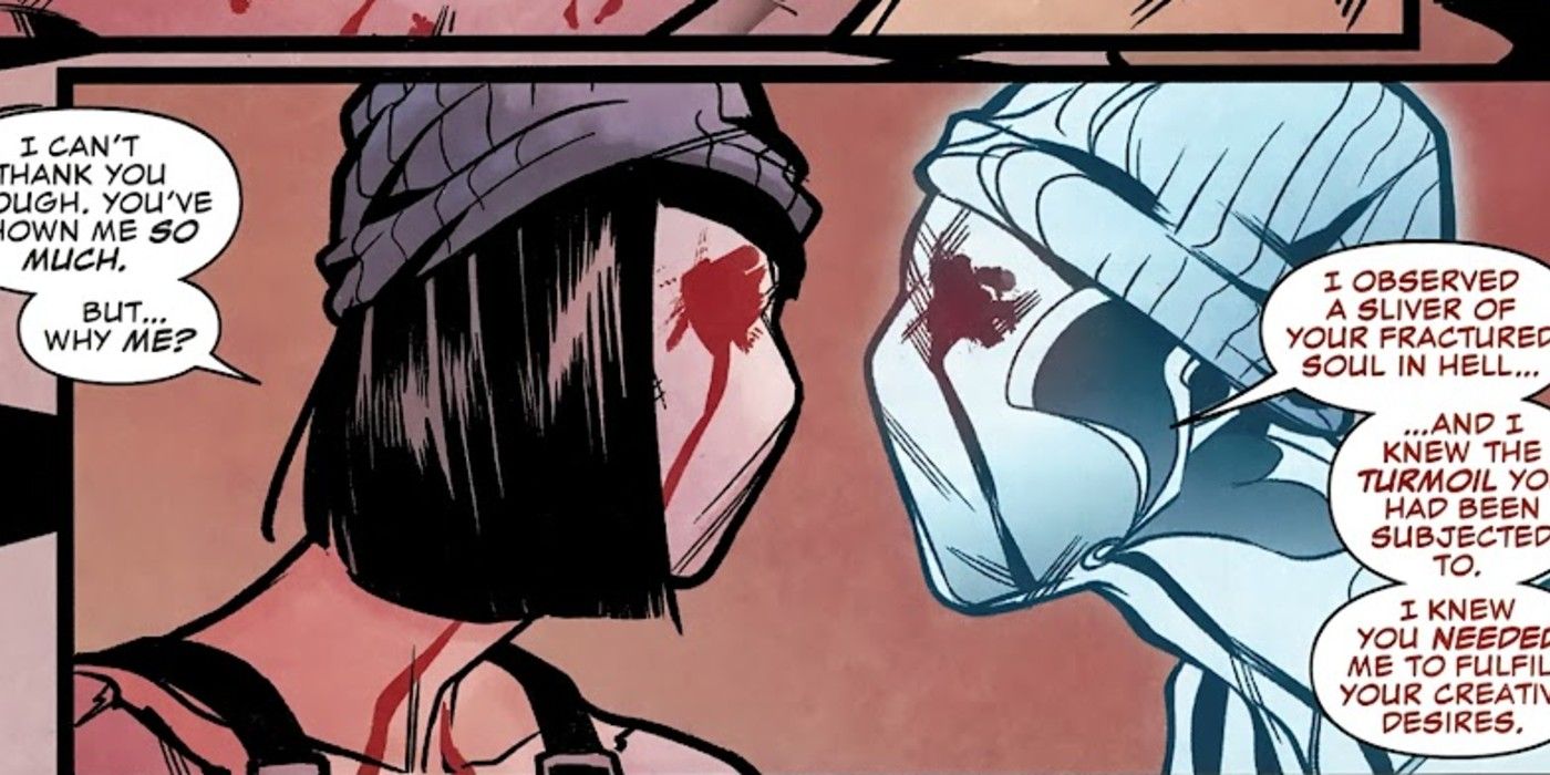The original and new Muse look each other eye to eye in Daredevil Unleash Hell Red Band #2
