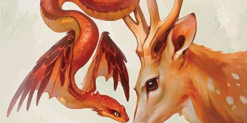 The Prince Without Sorrow cover featuring a red snake with wings and a deer