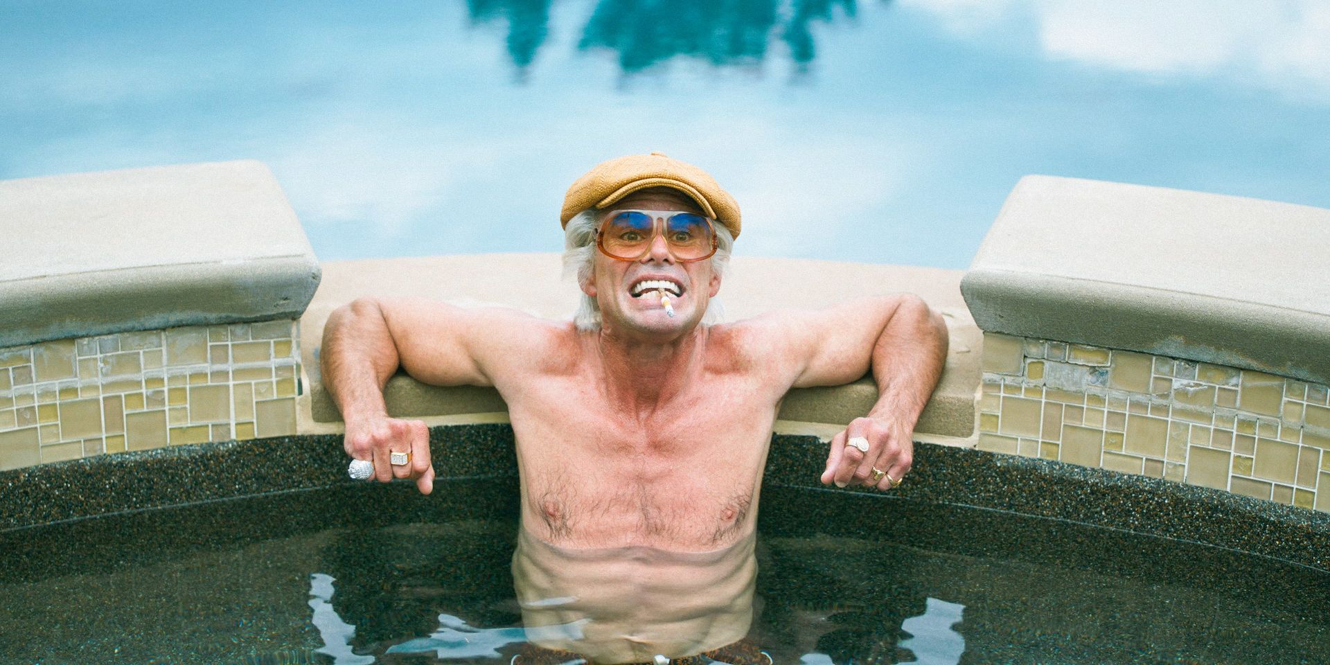 Uncle Baby Billy smoking a cigarette in the hot tub in The Righteous Gemstones season 4
