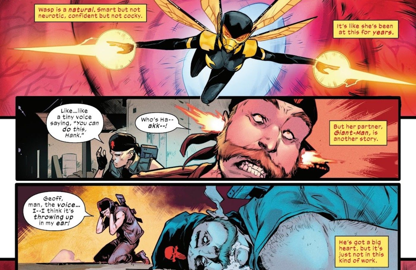 The Ultimates #10 Giant-Man isn't as much of a natural at being a superhero as Wasp is