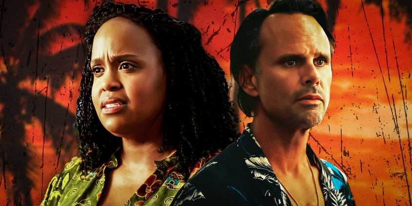 Natasha Rothwell as Belinda and Walton Goggins as Rick in The White Lotus Season 3