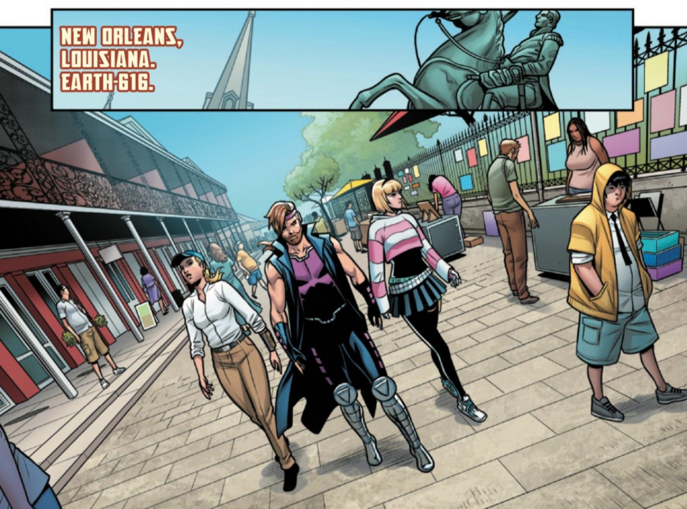 TVA #4 Spider-Gwen, Gambit, and Ingrid visit Earth-616 on the TVA's behalf