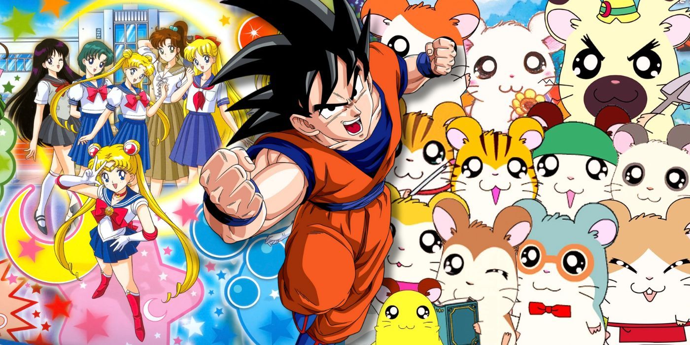 Hamtaro and Sailor Moon posters behind Goku from Dragon Ball Z