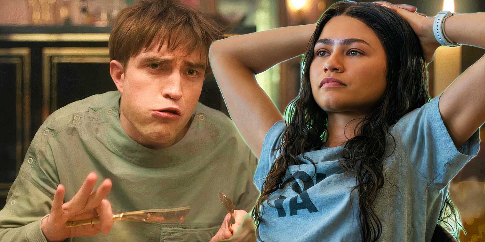 Robert Pattinson in Mickey 17 and Zendaya in Challengers