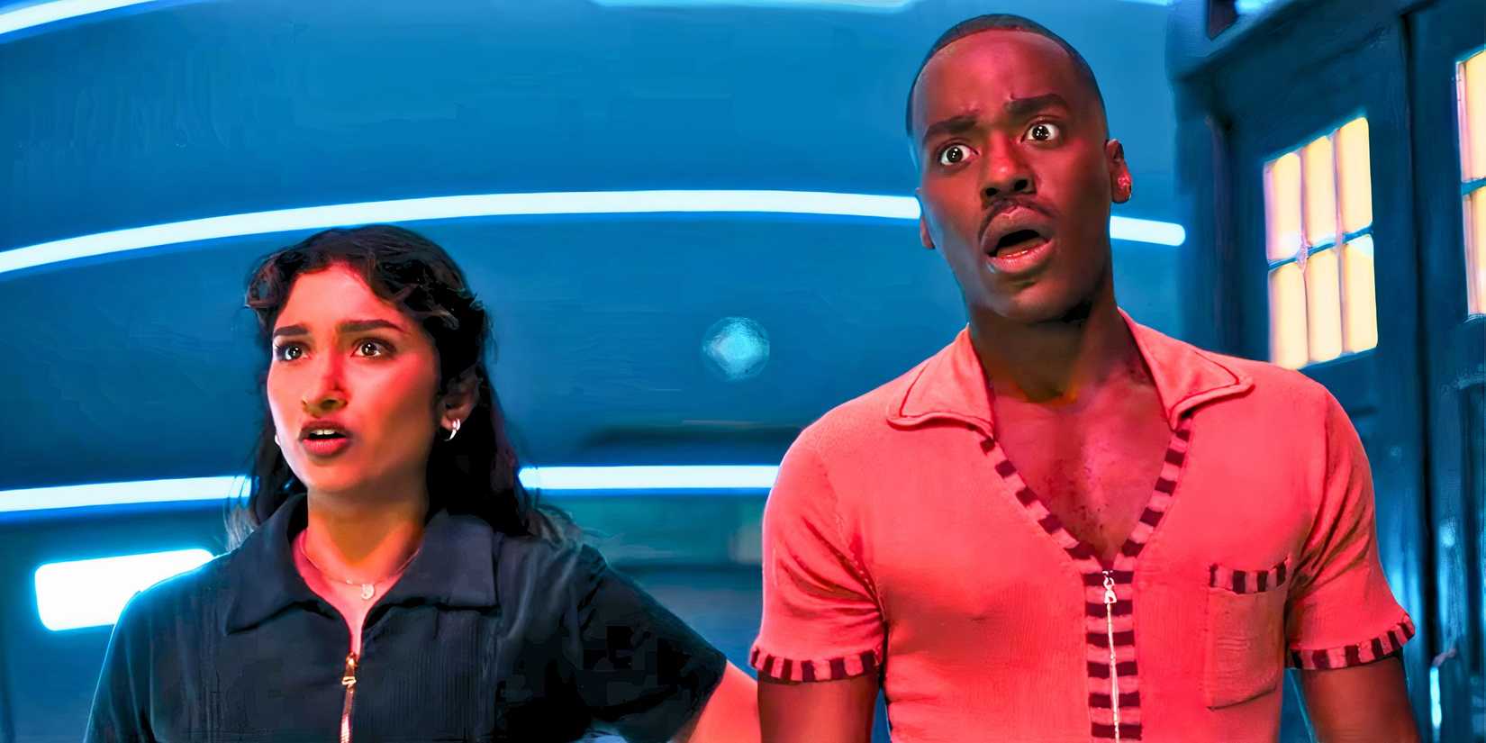 Custom Doctor Who image of Varada Sethu as Belinda Chandra and Ncuti Gatwa as the Fifteenth Doctor