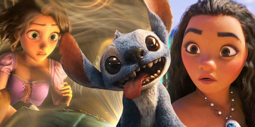 A collage image of Tangled, Moana, and the live-action Lilo and Stitch - created by Tom Russell