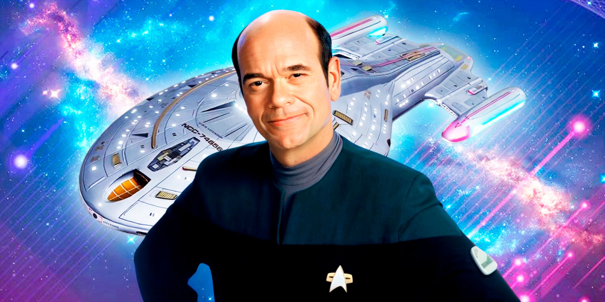 USS Voyager and Robert Picardo as the Doctor in Voyager
