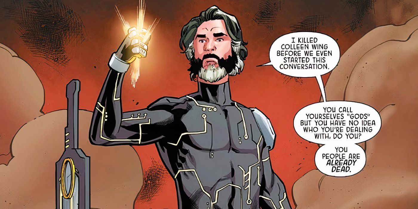 Avery Zavala holding the Mind Stone he stole from Colleen Wing in Infinity Watch.