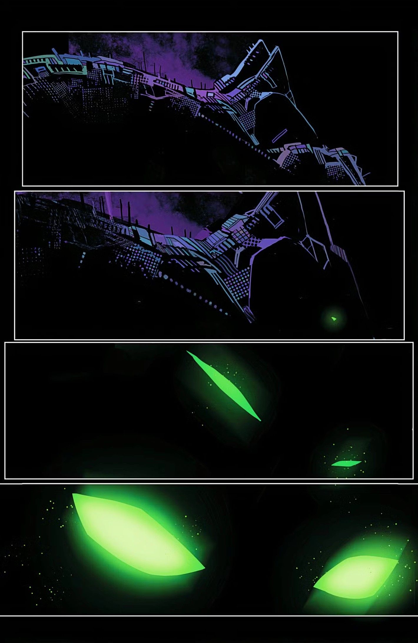 Void Rivals #12, a shadowy being later identified as Goliant opens its glowing green eyes