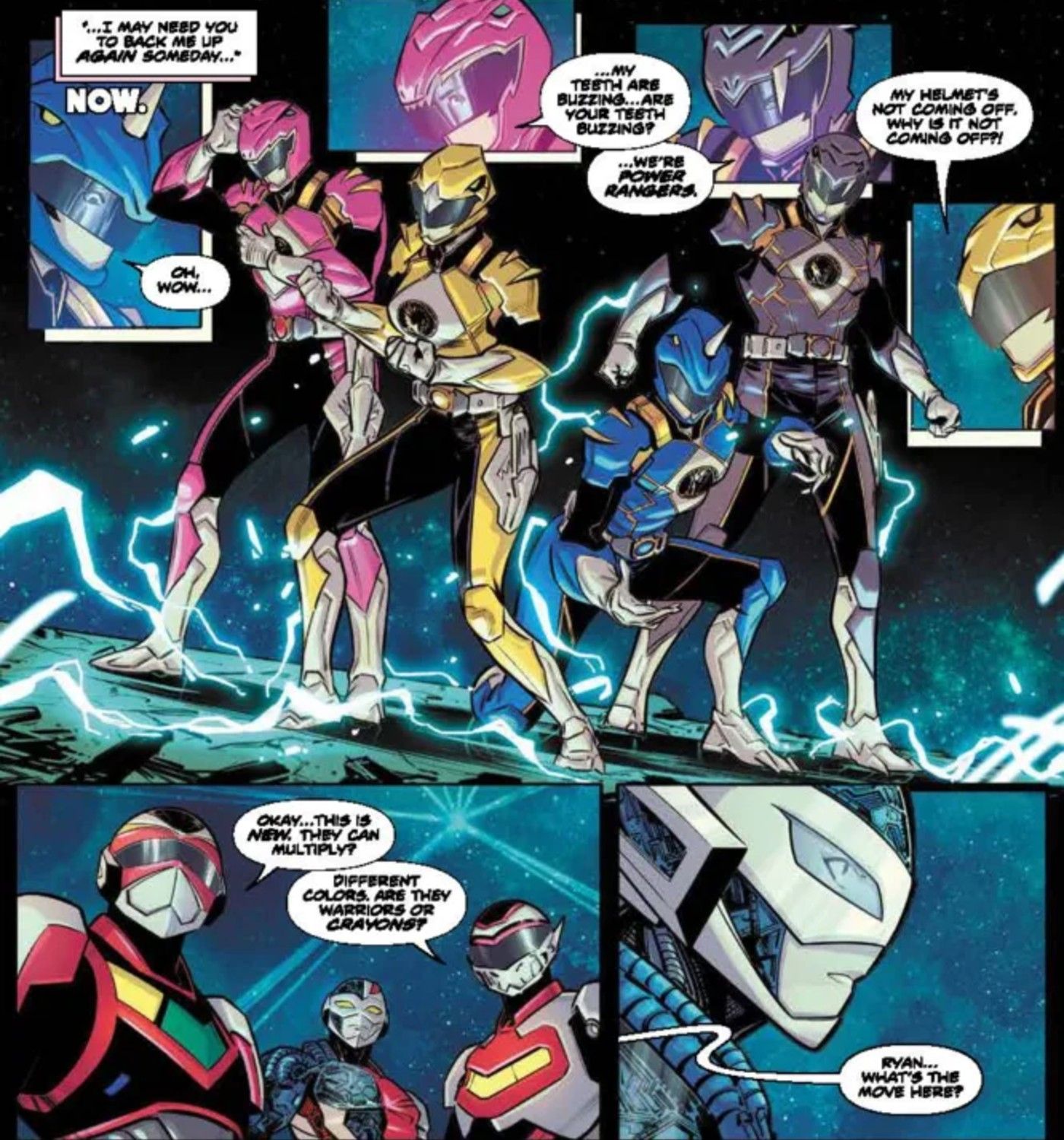 VR Troopers react to the Ranger transformation in Power Rangers Prime #5