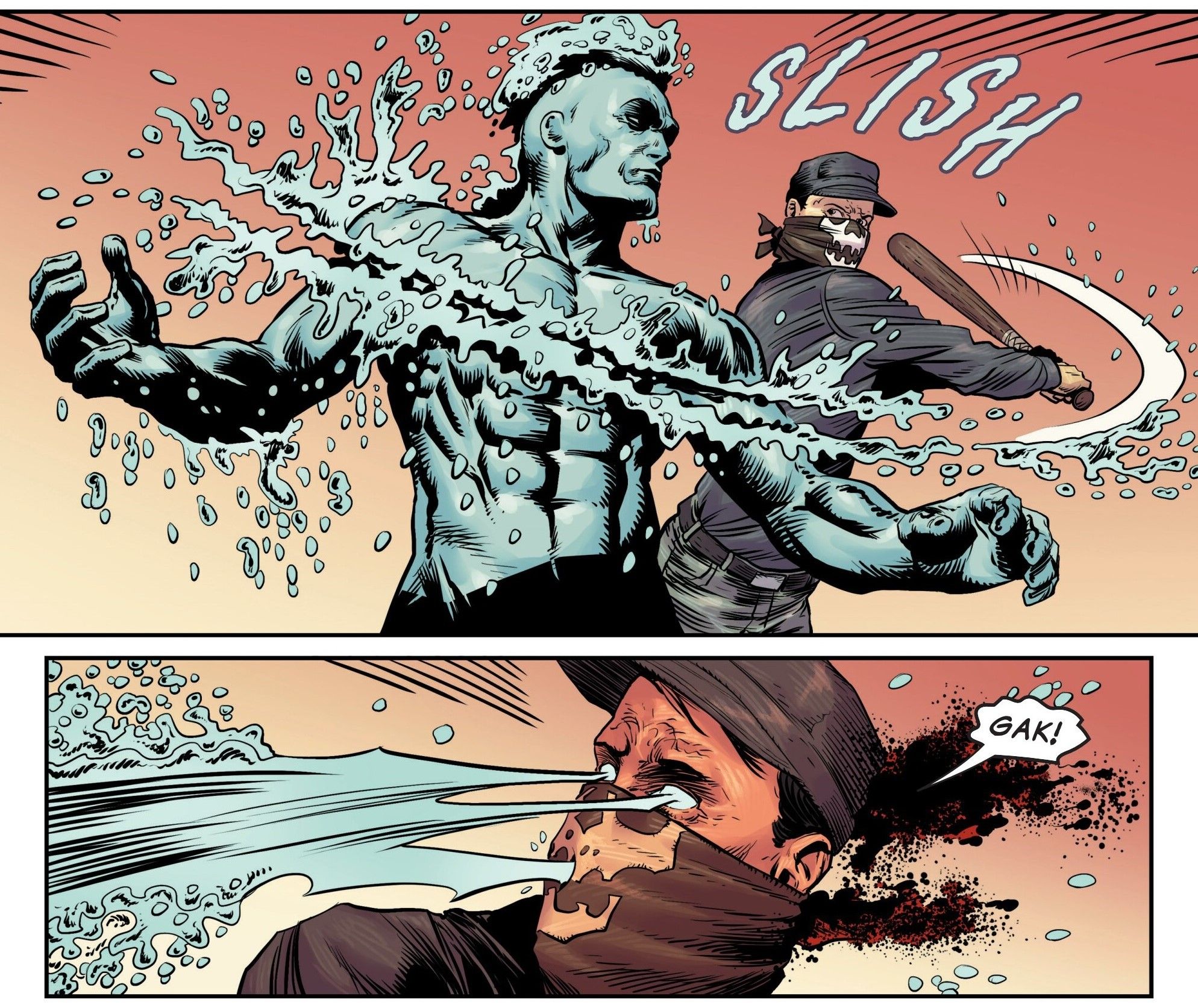 Water Daken kills someone with his water claws.