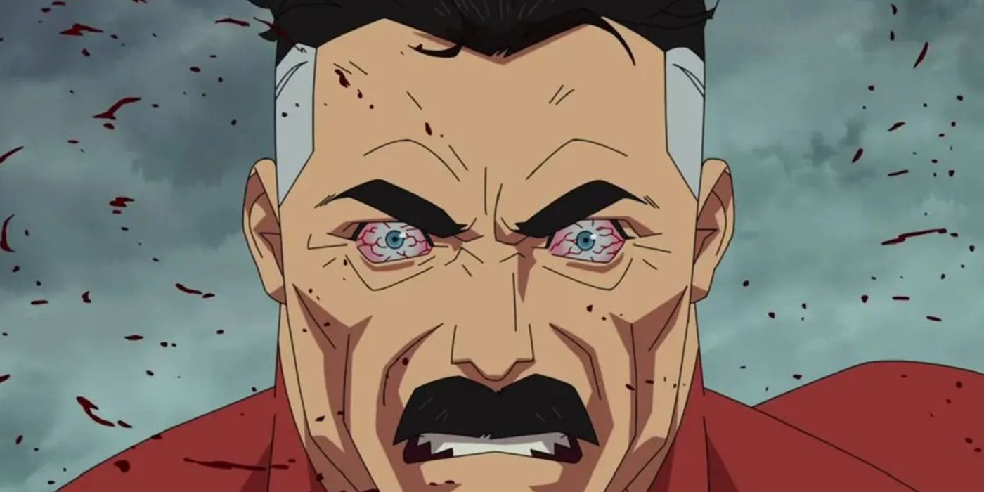 Omni-Man con sguardo furioso in Invincible