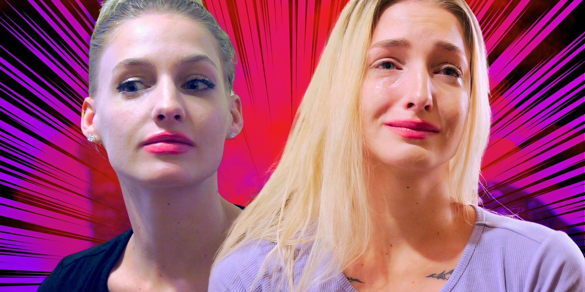 welcome to plathville star moriah plath in montage with two sad poses and pink background