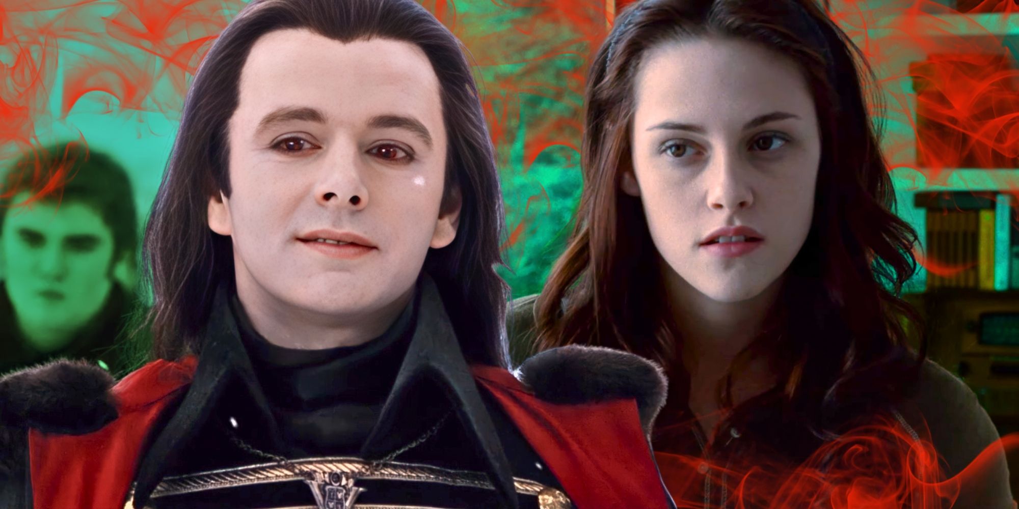 Michael Sheen as Aro Volturi and Kristen Stewart as Bella from Twilight saga