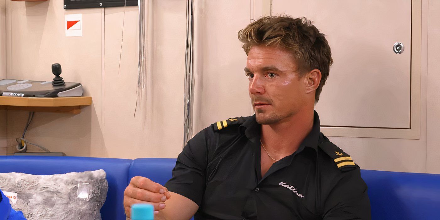 Wihan du Toit sitting in the galley on Below Deck looking incredulous