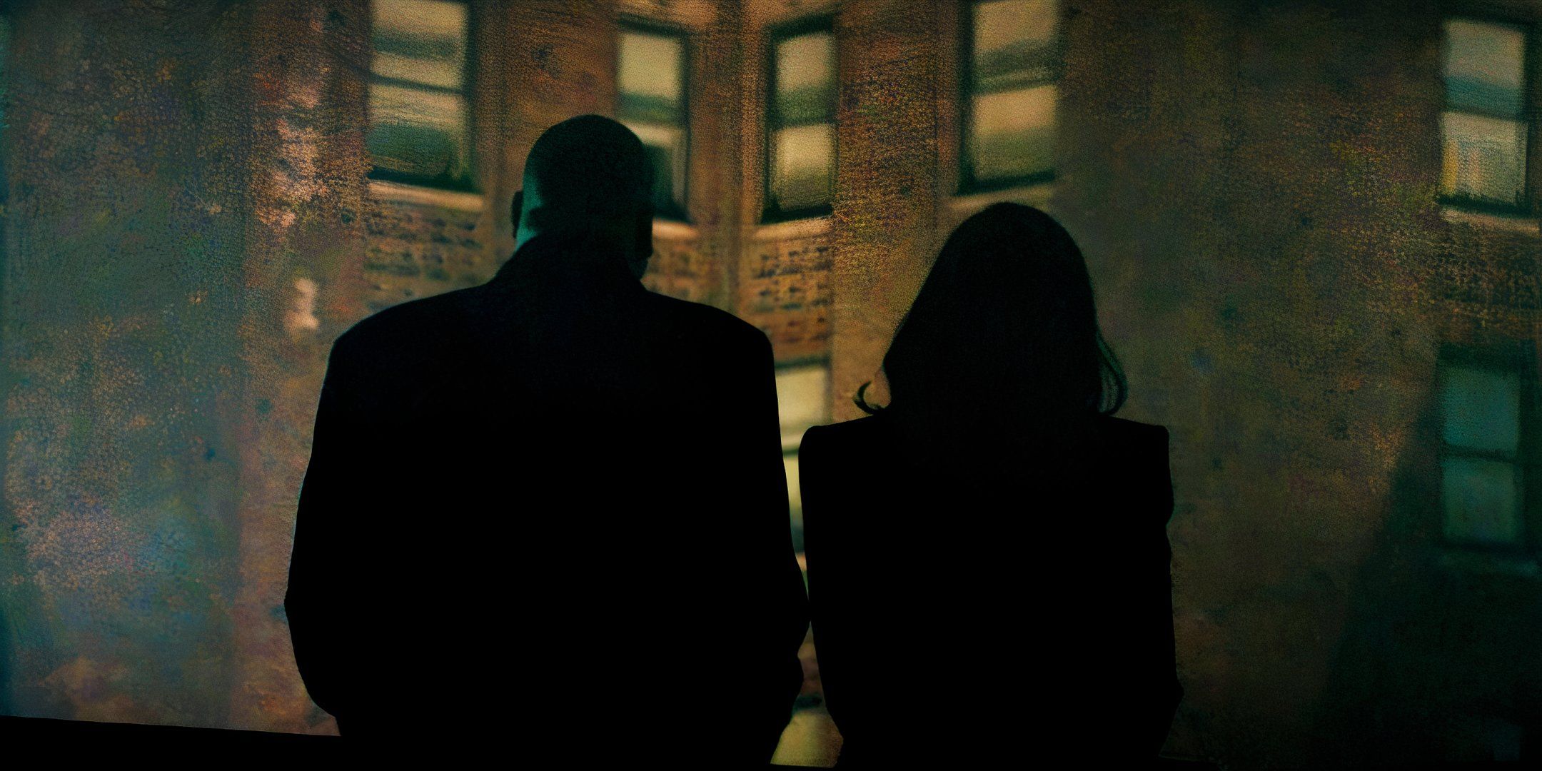 Wilson and Vanessa Fisk&rsquo;s silhouettes standing together on a rooftop in Daredevil Born Again