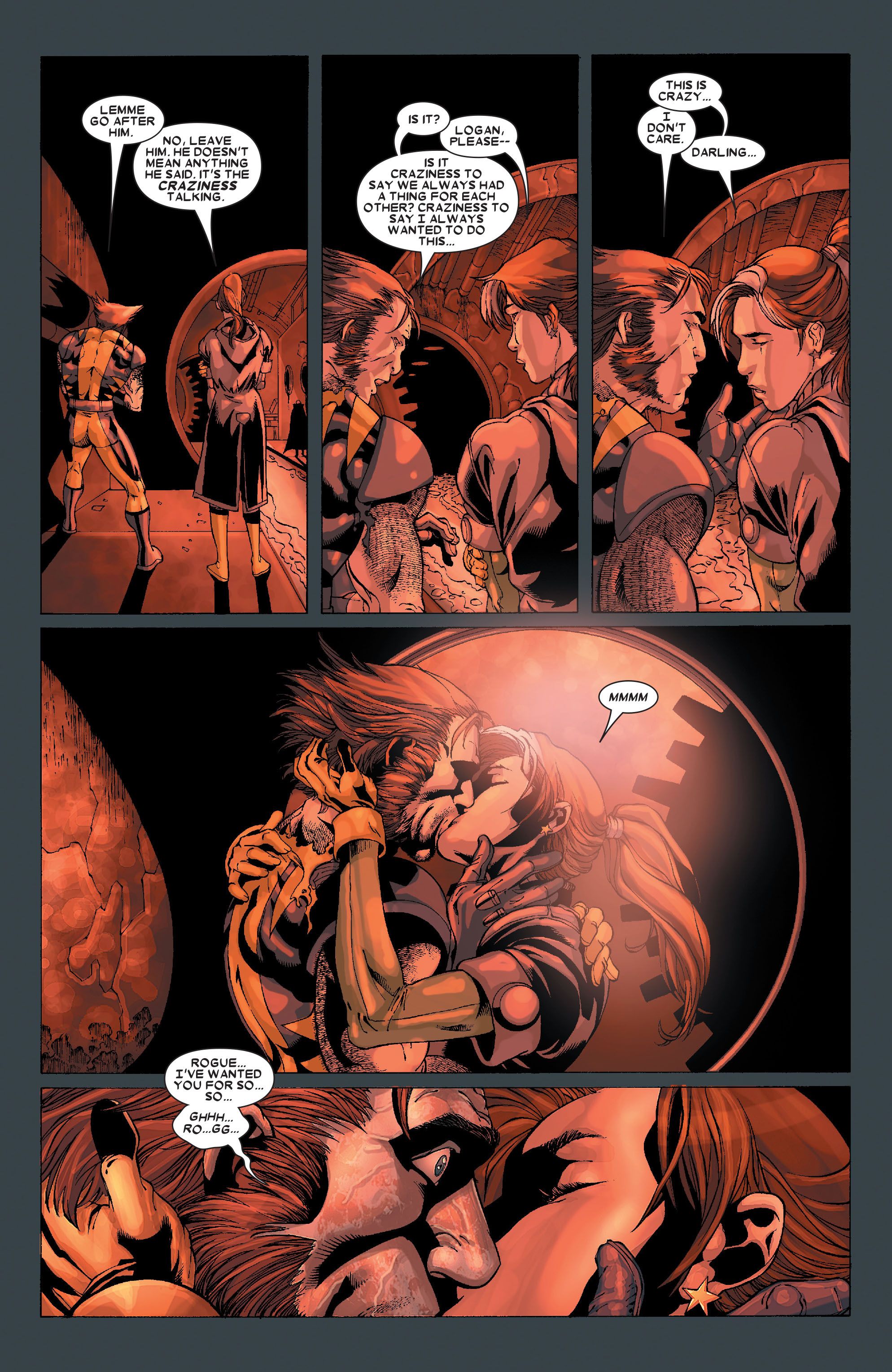 Wolverine and Rogue Kiss while being "mind controlled"